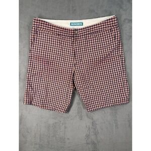 Bonobos Swim Trunks Mens 33 Pink Gray Plaid 9" Inseam Lined Snap Button